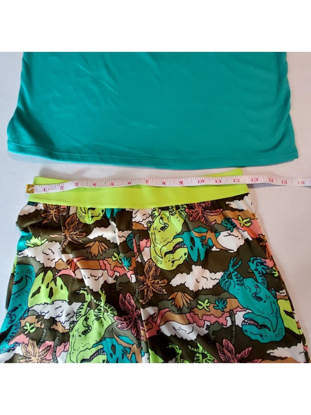 Cat & Jack Kids Dinosaur Pajama Set Sleeveless Top & Shorts Size L 10/12 Green - Picture 4 of 11
